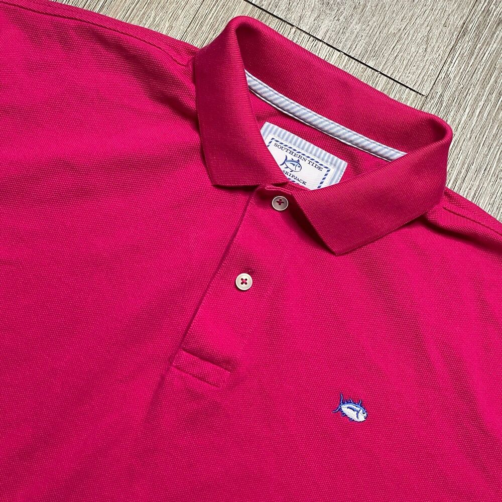 Southern Tide Shirt Mens Large Pink Casual Polo Short Sleeve The Skipjack